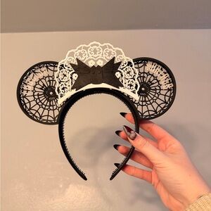 Black and White Haunted Mansion Bat Ear Headband